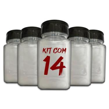 Imagem de Pote Tempero Kit 14 Potes+24 Etiquetas Adesivas Porta Condimento Q170 
