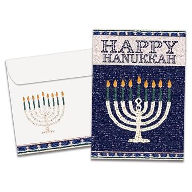 Imagem de Tree-Free Greetings Pacote com 10 envelopes correspondentes, ecológicos, feitos nos EUA, 100% papel reciclado, 12,7 x 17,7 cm, Mosaico Menorah Jerusalém (HB53461)