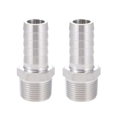 Imagem de 2 peças de aço inoxidável 1/5.1 cm farpa x 1/10.2 cm MNPT adaptador macho acoplador conector de fermentação caseira água combustível ar