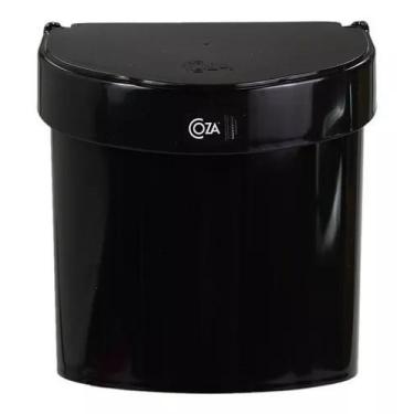 Imagem de Lixeira para Cozinha com Tampa 2,7L Coza  Glass Preto, Preto