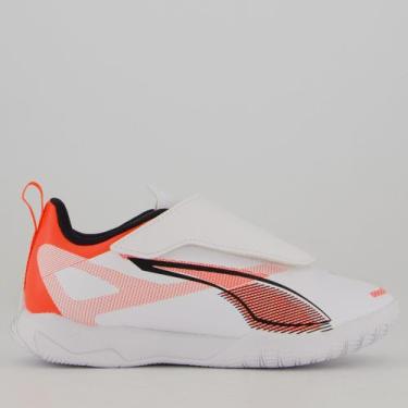 Imagem de Chuteira Puma Ultra 5 Play V IT Futsal Infantil Branca e Laranja, 28