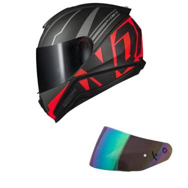 Imagem de Capacete Norisk Razor Full Preto e Vermelho Fosco Mais Viseira Camaleã