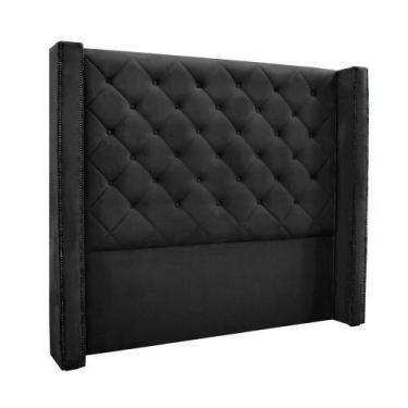 Imagem de Cabeceira Cama Box King 195cm E Recamier Vicenza Veludo Preto S04 - D'