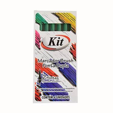 Imagem de Marcador Brush Ponta Dupla verde escuro com 06 unidades