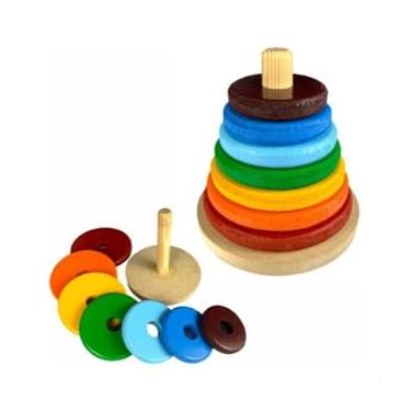 Imagem de Brinquedo Empilhar Argola Bebê Educativo Madeira Montessori