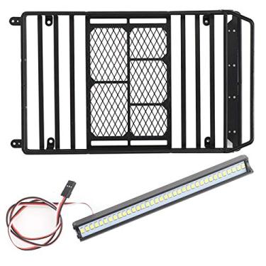 Imagem de Lybunair RC Car Roof Rack Luggage Carrier Tray with LED Light Bar for SCX10 CC01 TF2 1/10 RC Car