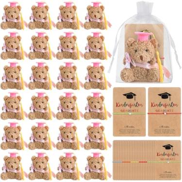 Imagem de Motionchic 25 Sets Graduation Bear Gift for Mini Graduation Stuffed Bears Adjustable Wish Bracelets with Organza Bags, Cards for 2025 Party Favors(Pink)