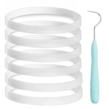 Imagem de Pacote com 6 juntas de borracha anel branco para substituição de liquidificador Nutri Ninja para Ninja Auto iQ Pro Extractor CT680 BL456-30 BL480 BL681A BL682 BL640 (juntas de 10 cm)