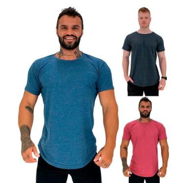 Imagem de Kit 3 Camiseta Longline MXD Conceito Slim Cores Básicas e Mescladas Li