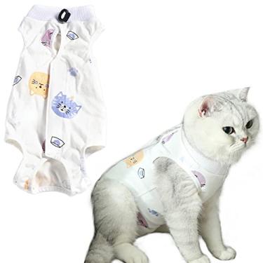 Imagem de HACRAHO Roupa de recuperação para animais de estimação, 1 peça de roupa cirúrgica de recuperação cirúrgica respirável alternativa para cães e gatos, circunferência do peito 38-46 cm
