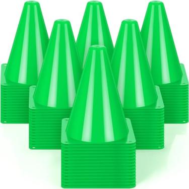 Imagem de Geetery 100 peças mini cones de tráfego de plástico de 17 cm a granel pequeno treinamento agilidade cone cones de prática de condução para basquete, futebol, patinação, atividades esportivas ao ar