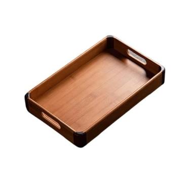 Imagem de Bandeja de serviço Bandeja De Bambu Para Uso Doméstico, Bandeja Retangular Para Bebidas, Xícara De Chá, Sobremesa, Lanche, Bandeja De Frutas, Café Da Manhã Bandeja decorativa