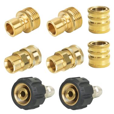 Imagem de Xiny Tool Conjunto de adaptador para lavadora de pressão, kit de desconexão rápida com conector macho métrico M22, giratório M22 para conexão rápida de 9,5 mm, 1,9 cm para liberação rápida, pacote com 9