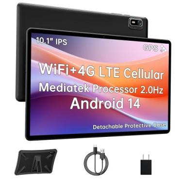 Imagem de Tablet HAOVM Android 14 10.1" 4G SIM desbloqueado 3 GB+32 GB preto