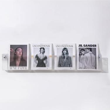 Imagem de ZDJZMGZ Porta-revistas de acrílico transparente, suporte de exibição de panfleto leve montado na parede, organizador de literatura de catálogo (100 cm)