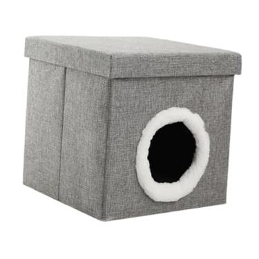 Imagem de Generic Casa para animais de estimação para gatos de interior, cama quadrada para gatos, playground, esconderijo, para filhotes, 13,98 x 13,58 x 14,37