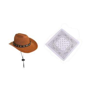 Imagem de Stgfyxgs de Ganso, Chapéu de Cowboy, Halloween, Sombrero, Festa Temática Ocidental com Lenço de Bandana Do Gramado Ocidental de Cowboy para Oeste para, Traje Branco, Tamanho real