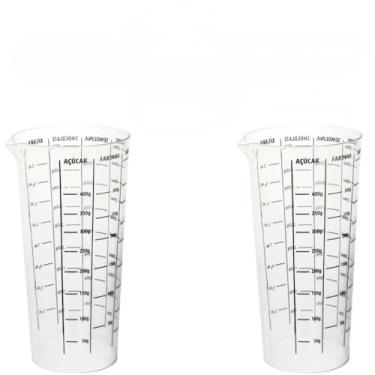 Imagem de Copo Plástico Medidor Dosador Transparente Graduado 500 Ml Ideal p/Receitas Culinária Cozinha(02 Copos)