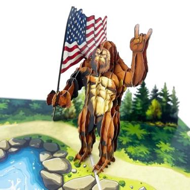 Imagem de PQDGlobal Cartão pop-up 3D Bigfoot - Arte de papel Sasquatch artesanal para aniversário, Natal, Dia dos Pais - Presente exclusivo para ele, ela, pai, filho, marido, esposa, amante do Pé Grande