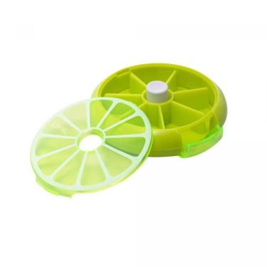 Imagem de Porta Comprimidos Giratório de Plástico Verde 9cm x 9cm x 2,5cm Lyor