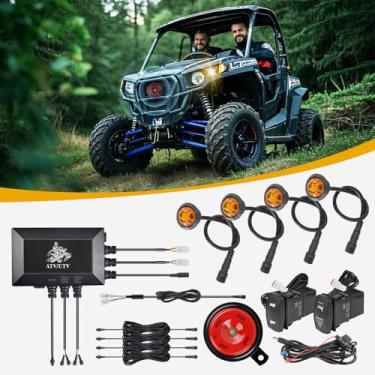 Imagem de AIPSET Kit de seta UTV com buzina, kit pisca-pisca, kit legal de rua para quadriciclos, compatível com Polaris Sportsman Ranger, CFMOTO, Arctic Cat, Kawasaki, Can-am, à prova d'água e de alta