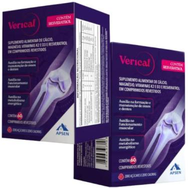 Imagem de Verical kit c/2 cxs c/60 cprs cada - resvertrol + cálcio ossos fortes 