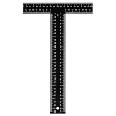 Imagem de Régua quadrada T - Régua em T de metal de 30,5 cm para desenho, arquitetura, engenharia e arte | Escala dupla de precisão (polegadas e mm) - régua em T, régua de escala
