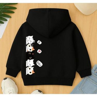 Imagem de Moletom Agasalho Infantil Feminino Gatinhos Costas Estampa Fofa Frente