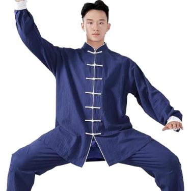 Imagem de Uniformes De Prática De Tai Chi Conjuntos De Artes Marciais Para Homens E Mulheres Roupas Chinesas De Kung Fu Uniforme De Meditação Zen, Blue, L