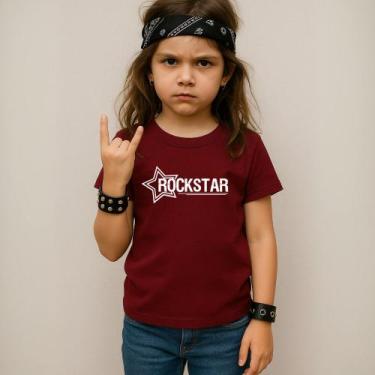 Imagem de Camiseta Infantil Unissex Estampada Rockstar Estrela 058 Blusa 100% Al