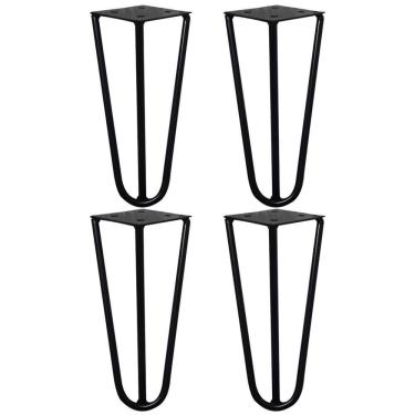 Imagem de Kit 4 Pés De Metal 15 Cm Mesas De Centro Puffs Preto