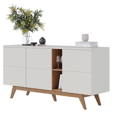 Imagem de Aparador Buffet Noronha Off White Matte Freijó - Colibri