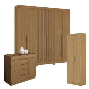 Imagem de Guarda Roupa Casal 2030230 Com Multiuso 2000191 E Cômoda Sevilha Atacama - Aramóveis