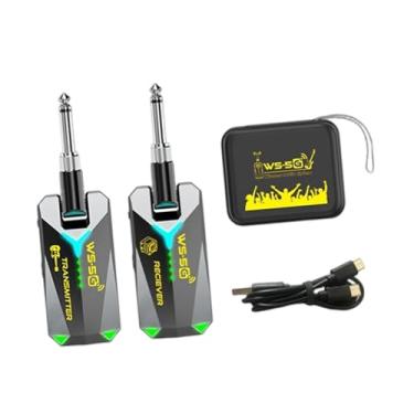 Imagem de menolana de áudio para guitarra de 5,8 GHz, transmissão de longo alcance e baixa latência para instrumentos elétricos, baixo, violino e guitarra