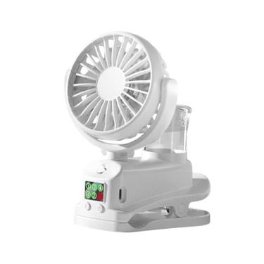 Imagem de XLWLLNJ Ventilador de encaixe com spray de água, mini ventilador de nebulização portátil para dormitório, Branco