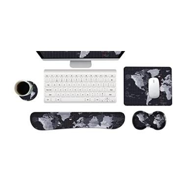 Imagem de ARTSO Apoio De Pulso Para Teclado E Mouse Pad Com Conjunto Suporte, Base Ergonômica, Mousepad Espuma Viscoelástica, Borracha Antiderrapante, Durável Confortável Digitação Fácil Alívio Da Dor, Mapa-M