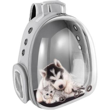 Imagem de Mochila Bolsa Pet Cachorro Gato Transporte Transparente Passeio Viagem Vista Panoramica Caminhada