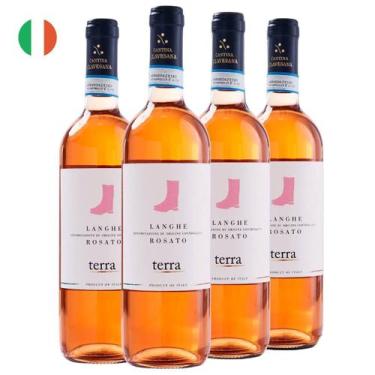 Imagem de Kit com 4 Vinhos Italiano Rosé Seco Langhe Rosato Terra 750ml - Cantin