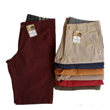 Imagem de kit 4 Bermudas Brim Lisa Masculina Sarja Coloridas Atacado - JS confec