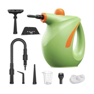 Imagem de Ioensy Limpador a vapor para carpetes, potente limpador a vapor de 1200 W com tanque de 700 ml, vaporizador portátil para sofá, cortina de lavanderia, Verde