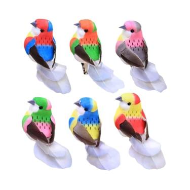 Imagem de ShengQuanHao 6x Arranjos Florais de Pássaros Artificiais, Enfeites Decorativos para árvores, Modelos de Pássaros de Simulação para Artesanato de Quintal, Guirlanda