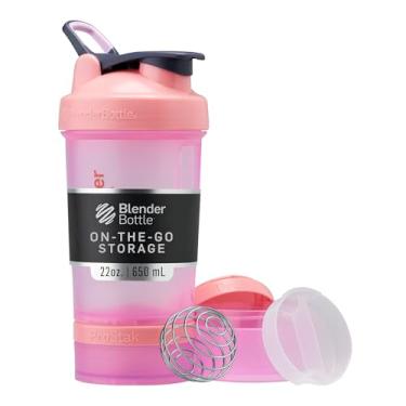 Imagem de BlenderBottle Coqueteleira com organizador de comprimidos e armazenamento para proteína em pó, sistema clássico V2 ProStak, 640 ml, rosa