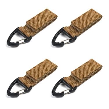 Imagem de JEELAD Clipes de boca ampliada, engrenagem tática, chaveiro, ganchos, fecho de estilingue mosquetão, fivela com mola para paracord ao ar livre, bolsa mochila (4 cáqui - gancho único - trava de mola)