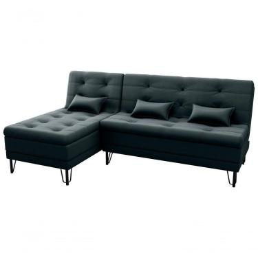 Imagem de Sofá Cama 3 Lugares Com Chass Casal Luxo Premium Nice Matrix Veludo Preto