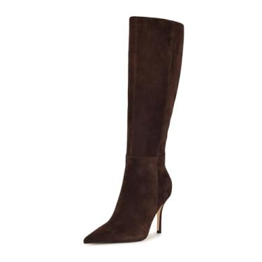 Imagem de Nine West Bota de cano alto feminina Gerty, Camurça marrom escuro 200, 38