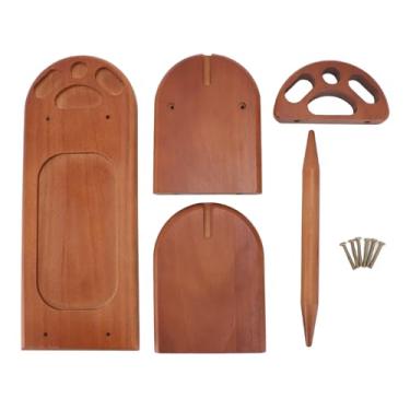 Imagem de Suporte de bola de madeira de madeira enrolador de fios de madeira DIY artesanal para tricô de crochê de pinheiro estável de crochê multiuso 33x18cm 1pc