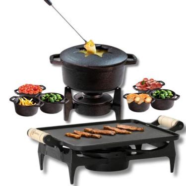Imagem de kit Fondue 1,7 L Com 6 Malgas Mais Rechaud Chapa De Ferro Fundido - Sa