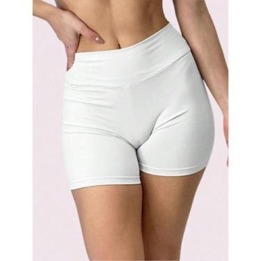 Imagem de Shorts de Compressão Feminino Shortinho Legging Slim Fitness, Branco, 