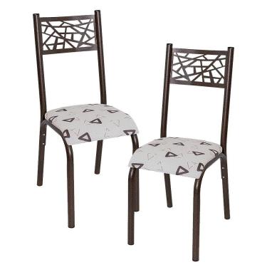 Imagem de Cadeira De Aço 2 Unidades Bronze E Bege Geométrico Hupi Shop Jm