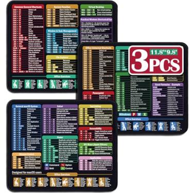 Imagem de Pacote com 3 mouse pad para Excel/Word/PowerPoint/Windows/macOS, tapete de mesa pequeno Excel - 30 cm x 24,9 cm, mousepad portátil para escritório e jogos, impermeável, antiderrapante